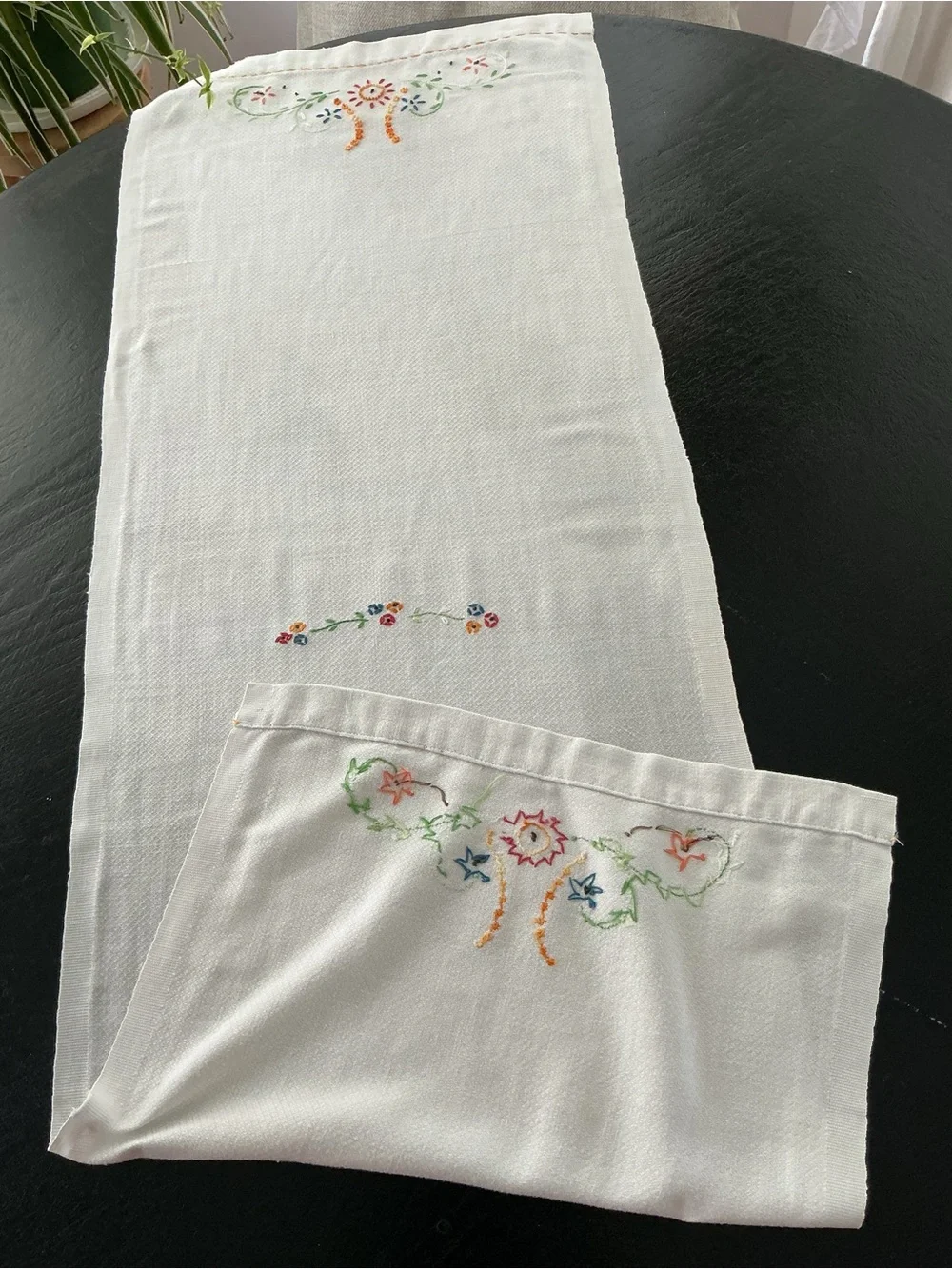 Vintage floral embroidered table runner
